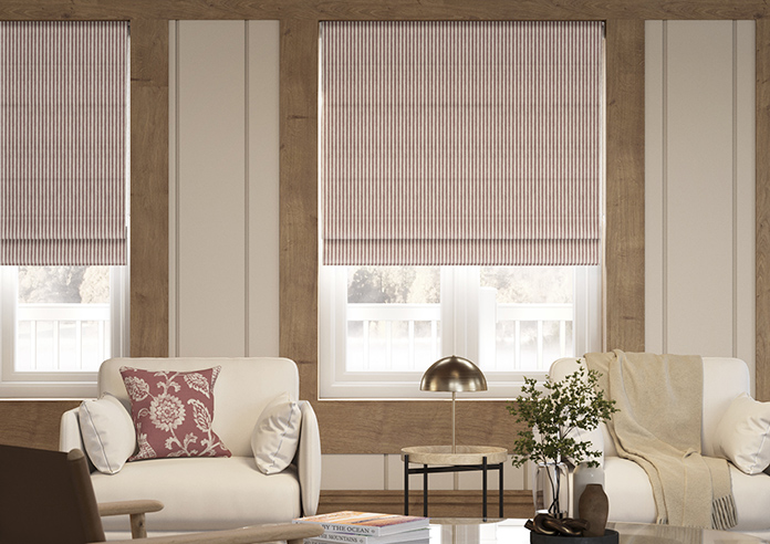 Emily Bond Oscar Stripe, Raspberry - Twist&Fit Roman Blind - Image 3